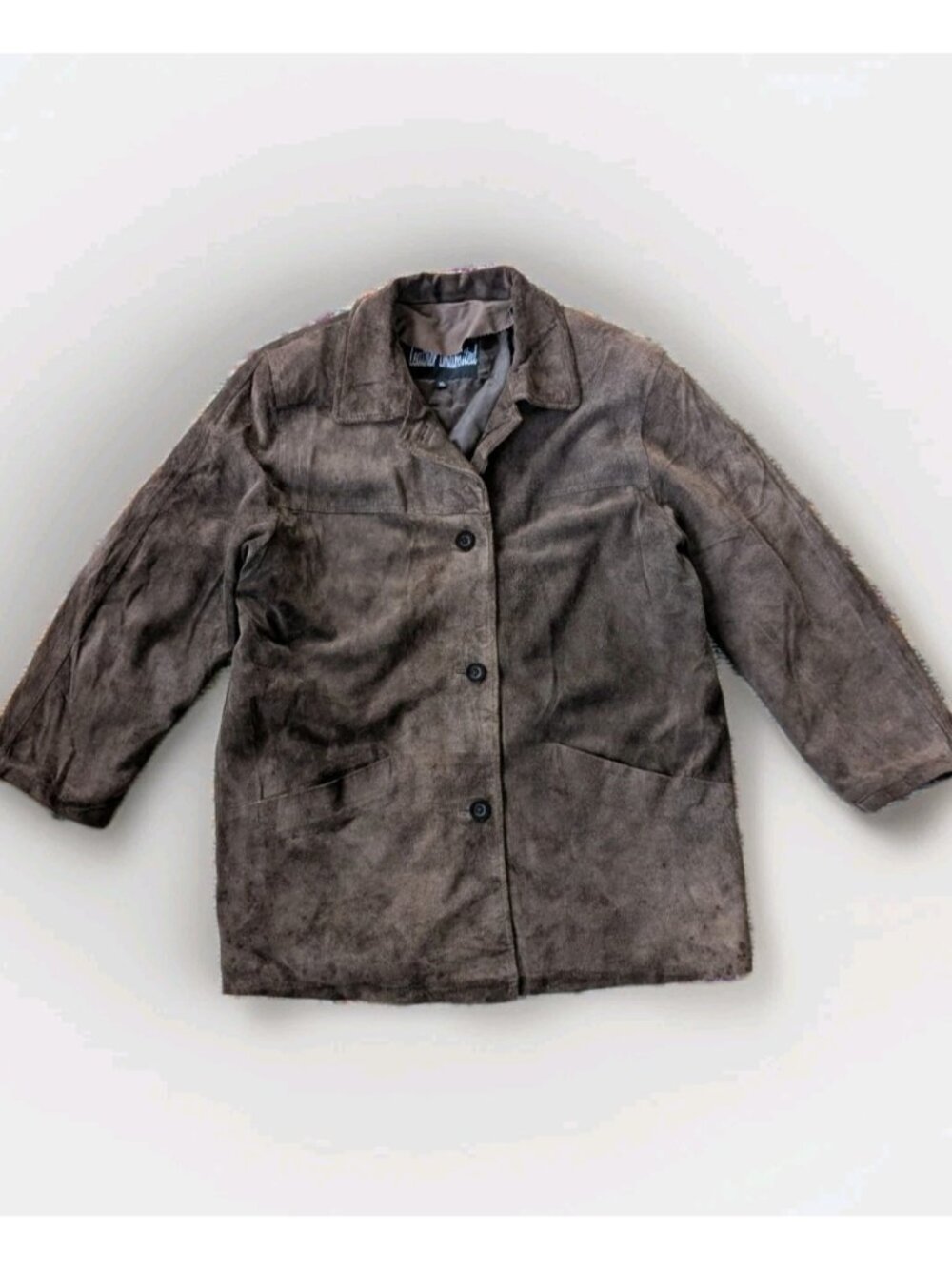 Women’s Vintage 90s Leather Unlimited Brown Suede Leather Jacket Coat XL